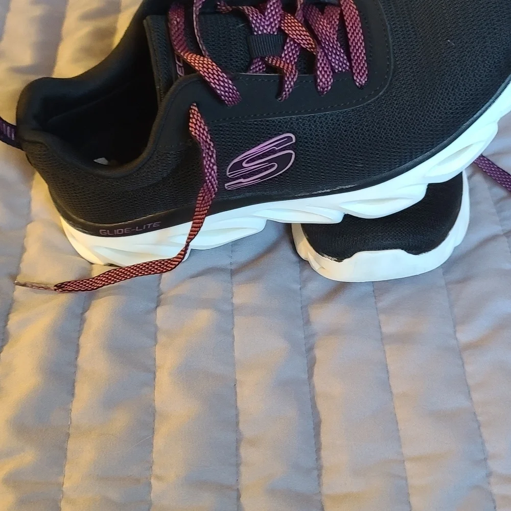 Skechers Kids Black and Purple Sneakers